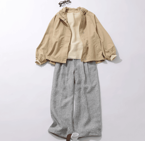 シャツニット×リラックスカジュアルコーディネート