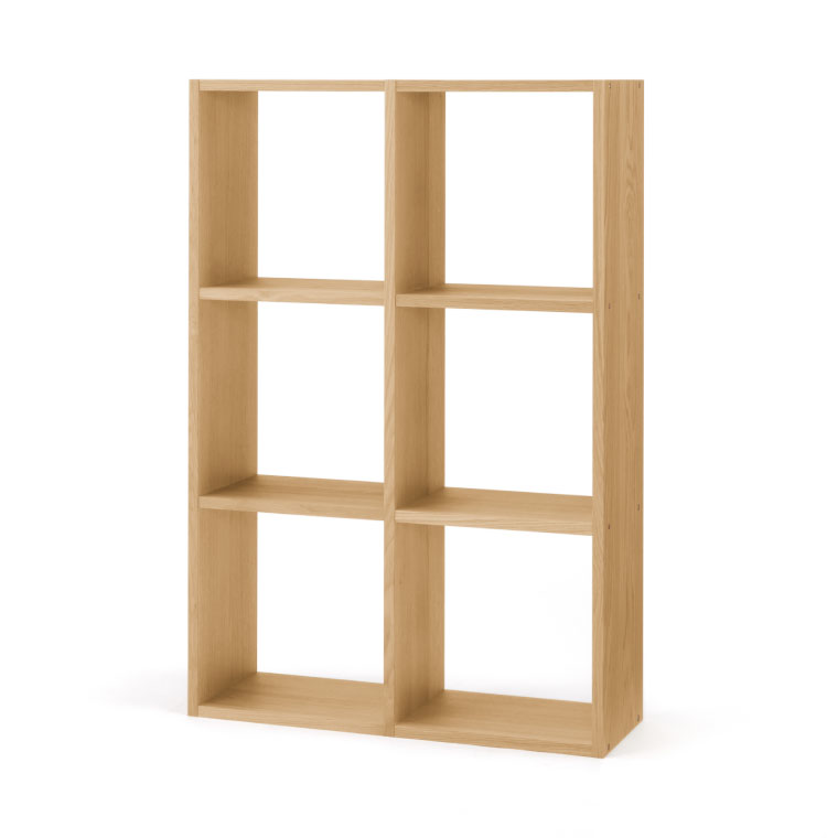 スタッキングシェルフセット・３段×２列・オーク材