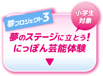 夢プロジェクト3 小学生対象 夢のステージに立とう！ にっぽん芸能体験