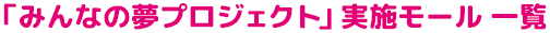 「みんなの夢プロジェクト」実施モール 一覧