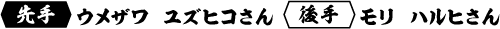 先手 ウメザワ ユズヒコさん 後手 モリ ハルヒさん