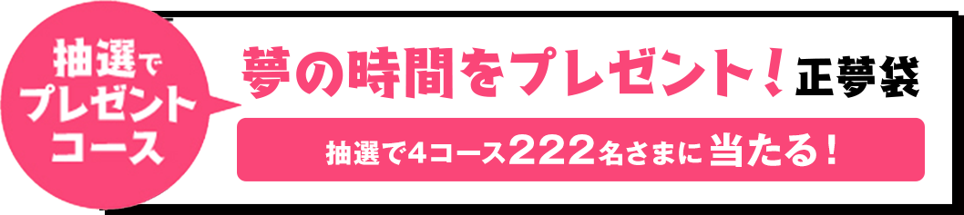 抽選でプレゼントコース 夢の時間をプレゼント!正夢袋 抽選で4コース222名様に当たる!