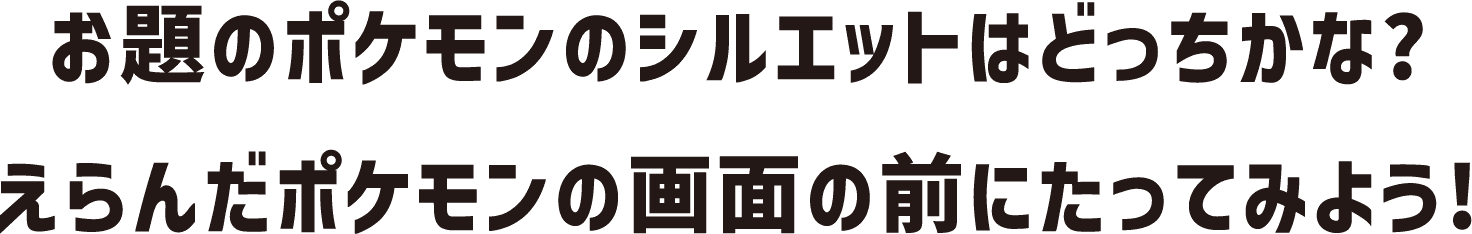 お題のポケモンのシルエットはどっちかな?えらんだポケモンの画面の前にたってみよう!